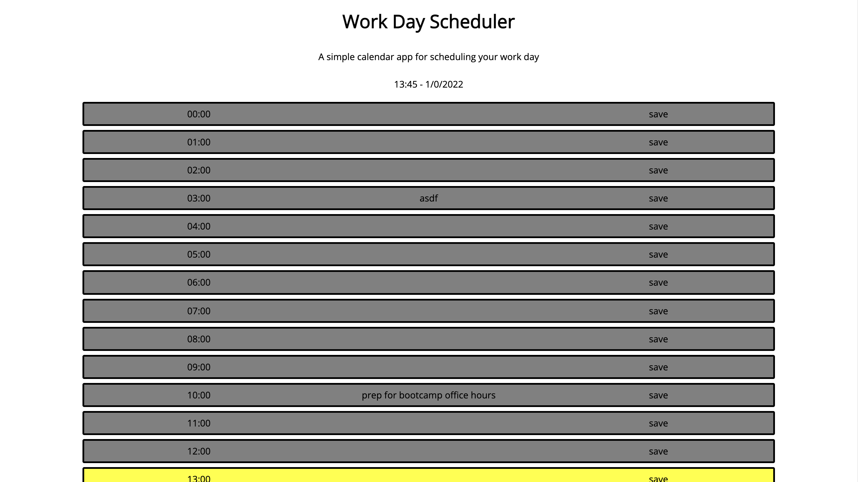 workday scheduler app screenshot